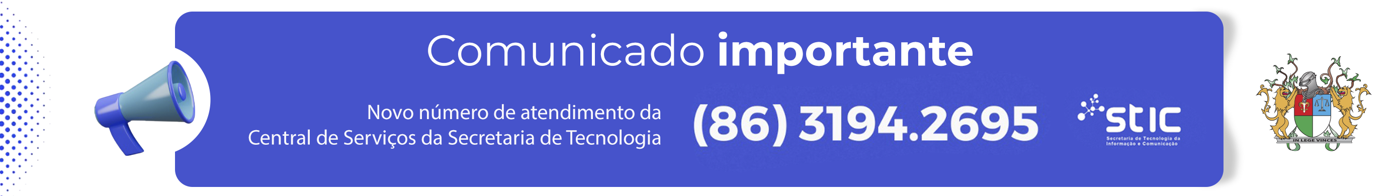 Aviso Mudança de Número STIC